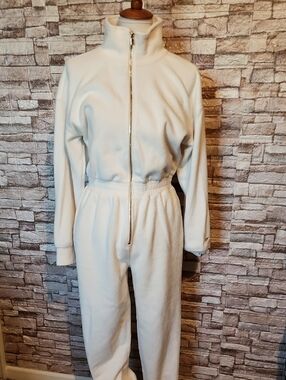 Fabletics White Zip-Up Jumpsuit